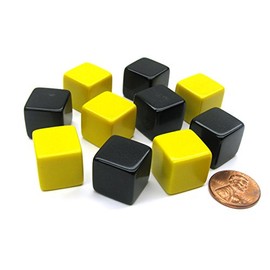 Koplow Games Set of 10 D6 16mm Blank Opaque Dice - 5 Yellow and 5 Black
