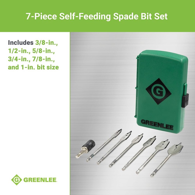 Greenlee 34AR-6 7-Piece Self-Feeding Spade Bit Set with 3/8" to
