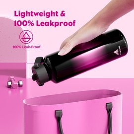 24 oz Water Bottle with Straw for Travel: Cold for 24 Hrs, Hot for 10 Hrs, Lightweight, Flex Cap, Double Walled Vacuum Insulated Thermos for Traveler, Runner, Adventure, Fitness, Trekking (Neon Night)