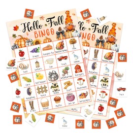 Isfvqyub Fall Bingo Game Cards, Autumn Games for Adults Large Group Friends Family, Outdoor Indoor Bingo Party Games Set, Thanksgiving Holiday Party Favors Decorations -02