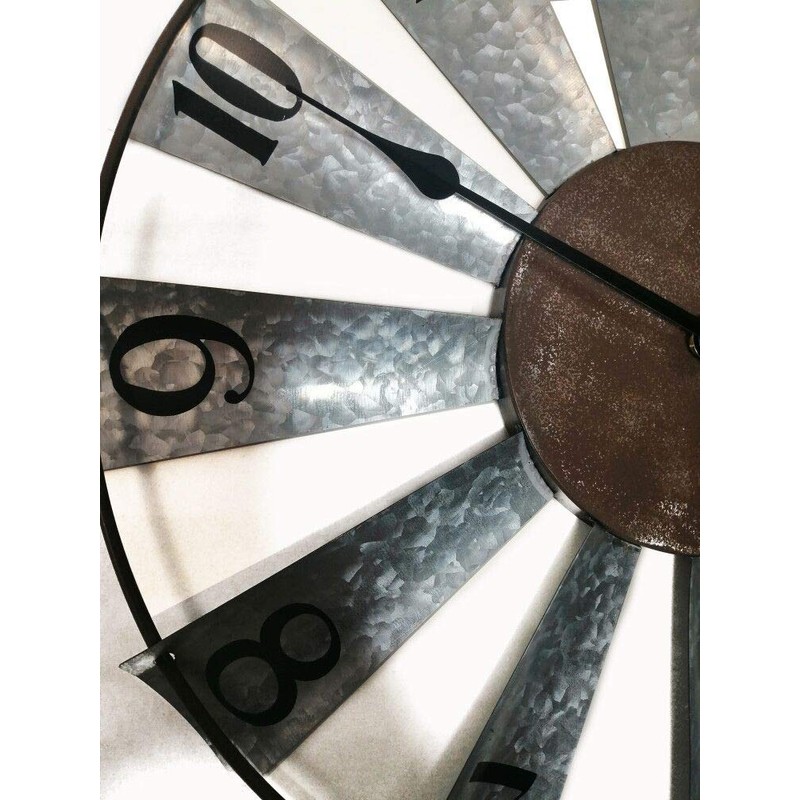 Evursua 24 Inch Modern Farmhouse Clock Large Metal Windmill Clock