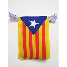 AZ FLAG - Catalonia Estelada Blava Bunting Flag - 20 Ft Garland with 20 Small Independentist Catalan Flags 8'' x 6'' - 100% Polyester String Pennant - 6 meters