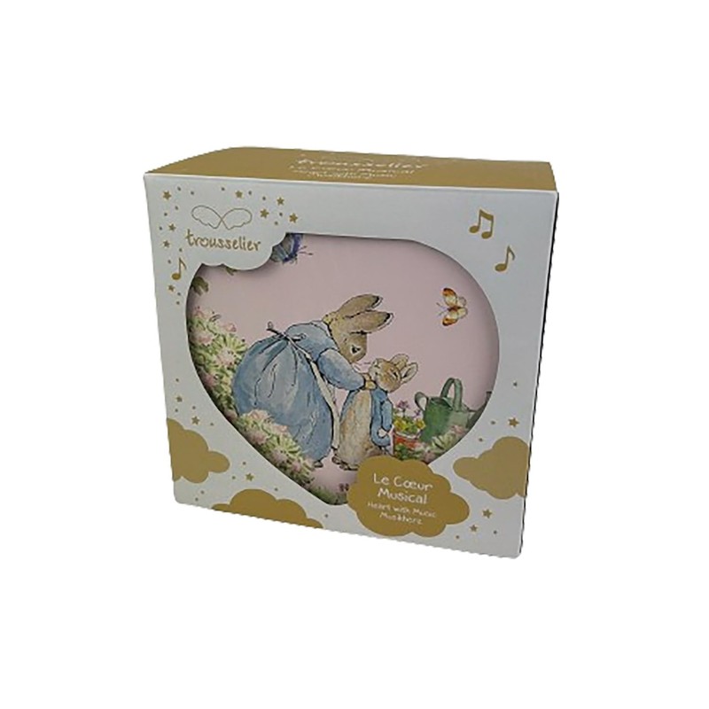 TROUSSELIER 6260387 Peter Rabbit Heart Shaped Pink Music Box for