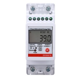 Single Phase Energy Meter Bidirectional Metering 2P DIN Rail Mount KWh Electricity Usage Meter with RS485 Comm AC230V 5A