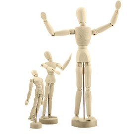 Sweieoni Mannequin Model Doll Wooden Doll 3 Pieces Wooden Link Dolls Adjustable Articulated Doll for Desk Decoration as a Template for Drawing