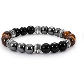 Healing crystals Bracelet For Men/Women, 6-8 mm Gemstone Chakra Bracelets Elastic Natural Stone Bracelet Bangle Gifts for Men/Women (Style 1)