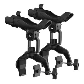 Boat Fishing Rod Holder, Upgraded V-Shaped Large clamp Fishing Rod Holder with 360° Tooth Plate Rotation, Suitable for Round Tube/Square Tube Boat Fishing (RHB03C Rod Holder-2Pack)