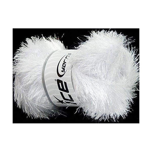 Large 100 Gram Skein White Eyelash Glitz Ice Sparkly Eyelash