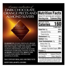 Lindt 🟢 New Lindt Excellence Intense Orange Dark Chocolate Pieces 3.5oz (1-Bar)