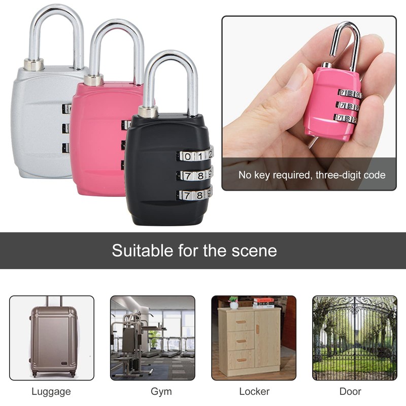 3PCS Luggage Locks Combination 3 Digit Combination Padlock Security Padlocks