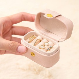 Mini Ring Storage Box Organizer Travel Jewelry Box, Small Portable Jewelry Case, Practical Travel Gift for Women, Pink