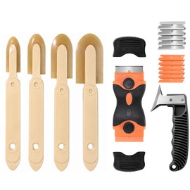 6 Pcs Caulk Tool Set-Multi-Purpose Silicone Caulking Tool Kit with Caulk Smoothing Tool,Razor Blade Scraper,Caulk Remover Tool for Clean Seal Lines,Non-Scratch for Bathroom,Kitchen,Window Repair