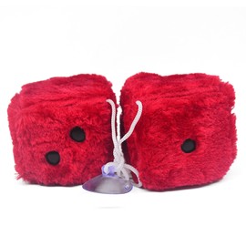 2Pcs Soft Furry Fluffy Plush Car Dice Aesthetic Cute Car Dots Pendant Retro Fashionable Couple Fuzzy Plush Dice for Ornament Decoration