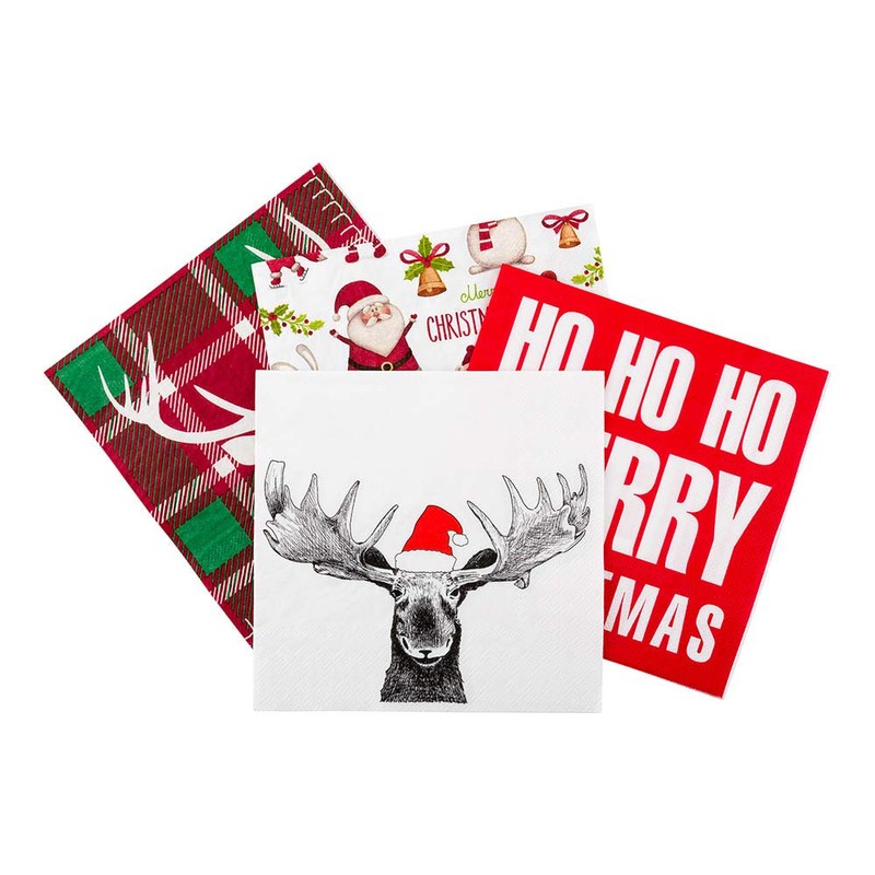 13 Inch Paper Luncheon Napkins, 20 Holiday Moose Design Printed