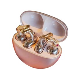 Rhinestone clip on ear pads, elegant zirconia decorative headphone accessories, detachable and exquisite DIY decorative golden snake style