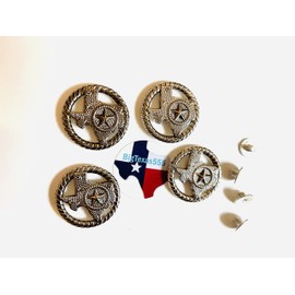 Sureg Texas Conchos Various Designs for Leather Products and Art and Craft Pack of 4 (Braided Rope Texas with Star Copper Looks 1 1/4)