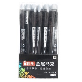 12pcs Soft Tip Metallic Color Pen Set Fast Drying Waterproof WaterBased Marker Kit for Rock Ceramic Fabric Wood Plastic Glass(Silver )