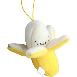 SquarezhenBo Yellow Peeling Banana Keychain, BPlush, Banana Man Plush, Cartoon Birthday Gift PP Cotton Peeling Shape Plush Doll Pendant for Decoration Keychain
