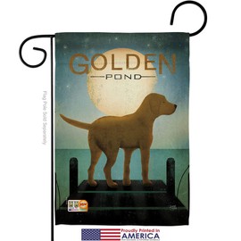 Breeze Decor Golden Pond Garden Flag Set Wall Holder Animals Dog Puppy Spoiled Paw Canine Fur Pet Nature Farm Animal Creature Small Decorative Gift Yard House Banner Made in USA 13 X 18.5