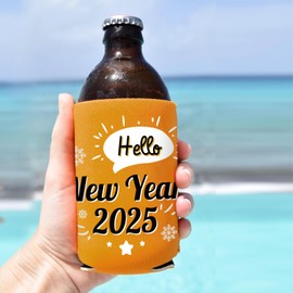 12PCS Happy New Year Can Cooler Party Supplies – New Year 2025 Beverage Cover Sleeves Decorations