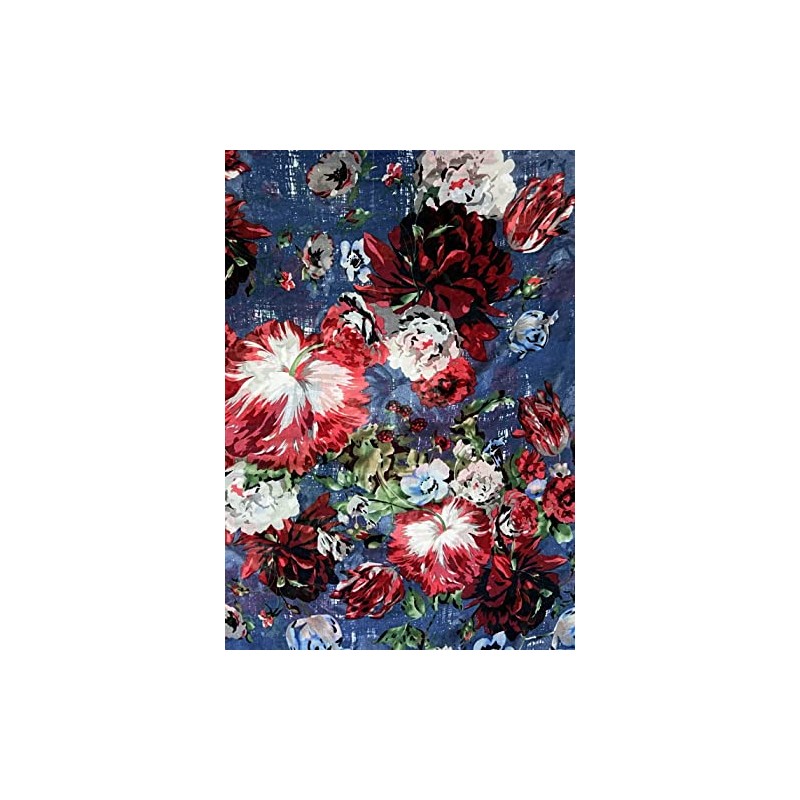 Lina & Lily Women's Scarf with Floral Pattern, A-Blue