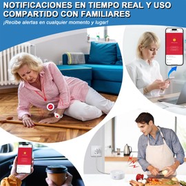 DFDAGDA-WiFi Botón de Inalámbrico Emergencia Adultos Mayores con 2 Botón+1 Receptor,Sistema de Alerta de panico de Vida para Anciano,Paciente,Personal en el Hogar,Alcance 164ft/50M,Volumen Alto 115dB