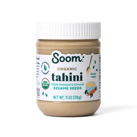 Soom Foods Organic Tahini 11oz (1 Pack) | Roasted & Ground Sesame Seed Paste | Creamy Tahini for Dubai Chocolate, Hummus, Sauces | Vegan, Nut-Free, Gluten-Free, Kosher, Keto, Paleo, Whole30