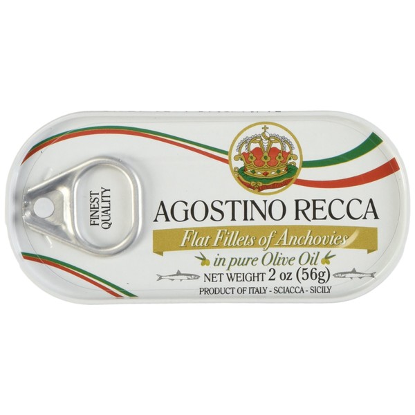 Agostino Recca Anchovies in Olive Oil - Pack of 10 tins (2 Ounce each)