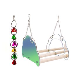 Parrot Toy Swing with Perch, Bird cage Accessory Mirror, cage Bird Perch, Suitable for Cockatiels, Lovebirds, Canaries, Parakeets, Budgies, Conures, Lovebirds, Finches, and Other Small Birds