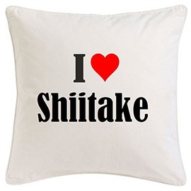 I Love Shiitake Cushion Cover 40 cm x 40 cm Microfibre Ideal Gift and Tasteful Decoration for Any Living Room or Bedroom in White with Zip