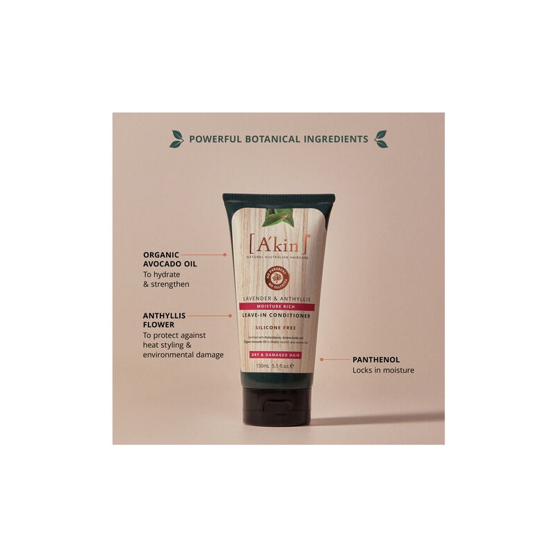 A'kin Moisture Rich Lavender & Anthyllis Leave-In Conditioner 150mL