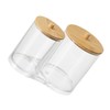 VILLFUL Cotton Swab Holder Bamboo Lids Acrylic Round Swab Holder