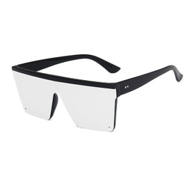 FOURCHEN Square Oversized Sunglasses for Women Men Fashion Flat Top Big Frame Shades (whitesilver)