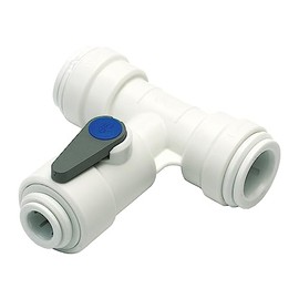 JOHN GUEST ACETAL ANGLE STOP VALVE. Push-fit Branch Tube O.D. 3/8" to 15mm BSP Thread. Speedfit Part No ASV4. Imperial to Metric Threaded Acetal Fittings for Drinks Dispensers and Pure Water.