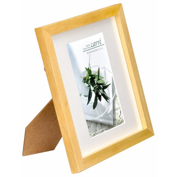 Hakuba Carre FSQCR-NTKG1 Square Wooden Photo Frame, Postcard Size, 1-Sided,