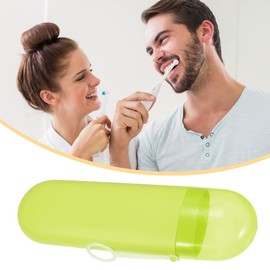VOCOSTE 1 Pcs, Portable Toothbrush Case with Hook, Plastic, Traveling Toothbrush Holders Case, Travel Business, Yellow, 8.07"x2.36"x1.38"