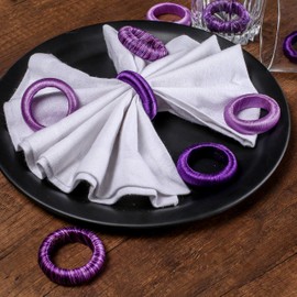 Thread Napkin Ring Set of 24 - Beautiful Elegant Fancy Decorative Napkin Holder for Dining Table Décor, Farmhouse, Wedding, Dinner, Party, Family Gathering, Thanksgiving, Everyday Use - Purple Combo