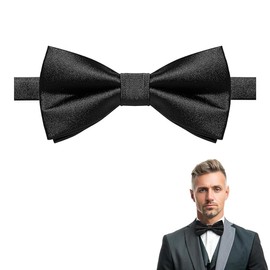JRYXDS Men's Bow Tie, Black, Elegant Bow Tie, Classic Plain Bow Ties for Men, Tuxedo, Already Tied and Adjustable, Various Colours, Bow Tie for Wedding Party