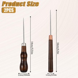 2 Pcs Awl Tool, Scratch Awl Punch Tool with Wooden Handle Sewing Bradawl Gourd Shape Pin Punching for Leather Punch Hole Craft Repair Shoes Sewing Crochet DIY Handmade Stitch