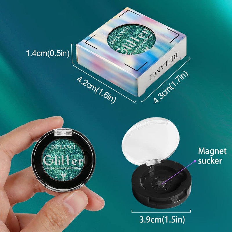 Afflano Single Green Eyeshadow Shimmering Highly Pigmented Multichrome Eyeshadow Green,