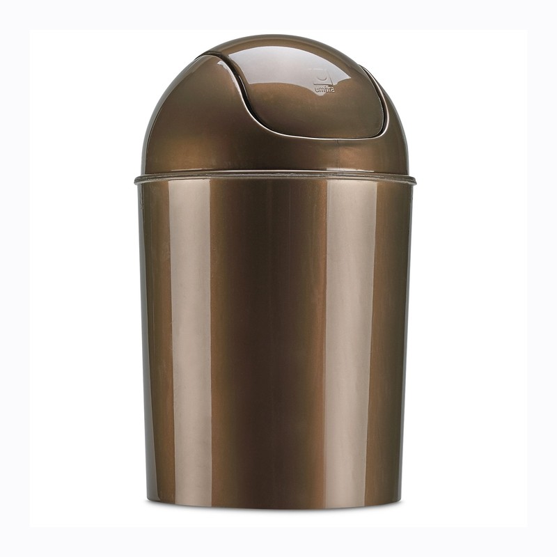 Umbra Mini Waste Can 1-1/2 Gallon with Swing Lid, Bronze