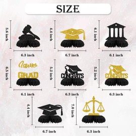 Congrats Lawyer Table Honeycomb Centerpieces Decorations - Glitter 8 Pcs Law School Graduation Party Table Toppers Decor - Congrats Grad - Law Grad Graduation Party Decoration Supplies