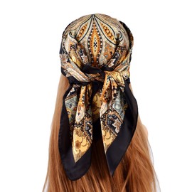 FAIRYGATE Women's Silk Scarf Square Printed Scarf Satin Silk Scarf Head Scarf 70 x 70 cm, 92014