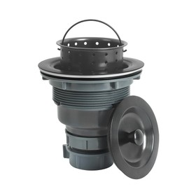 Zeesink Black Kitchen Sink Drain Assembly,Black Sink Strainer with Removable Deep Waste Basket,Fit for Kitchen Sinks with Opening Size 3 1/2"