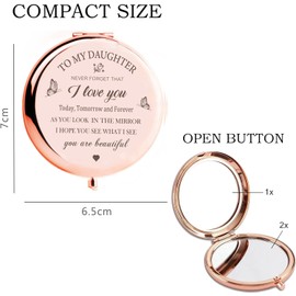 KGKAIMIZL Daughter Gift from Mom, Birthday Gifts for Daughter, Gifts for Daughters from Mothers, to My Daughter Makeup Compact Mirror, for Daughter, Daughter Graduation, Christmas, Wedding Gift