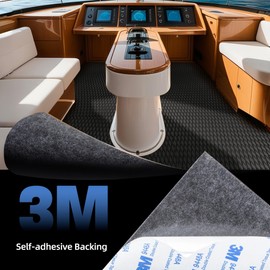 Fullfire Boat Flooring EVA Foam Decking Sheet, Camo Marine Flooring with Self-Adhesive Backing Marine Carpet for Boats Yacht Kayak RV Floor 94" x 16" Black
