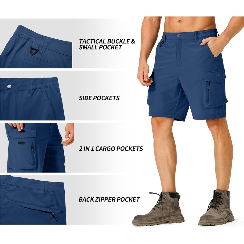 Pantalones cortos cargo de senderismo para hombre, de secado rápido,