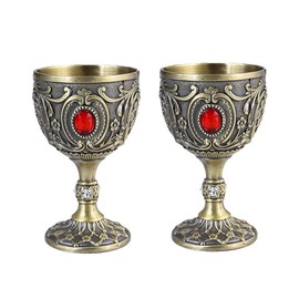 Elictech - Copa de cáliz clásico para cáliz, cáliz, cáliz real, con relieve de aleación de zinc, decoración medieval, para fiestas de Halloween, suministros de decoración (bronce antiguo)