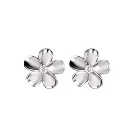 Luckly Aulay 925 Sterling Silver Cubic Zirconia Minimalist Flower Stud Earrings, Dainty & Elegant Jewelry Suitable for Daily Wear, Gift for Her