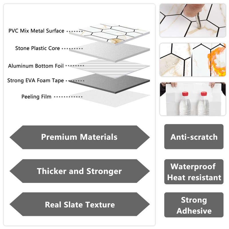 Vamos Tile Long Hexagon Peel and Stick Backsplash Tile -